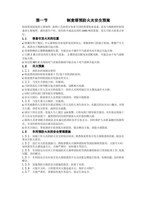 生产部制麦塔预防火灾安全预案