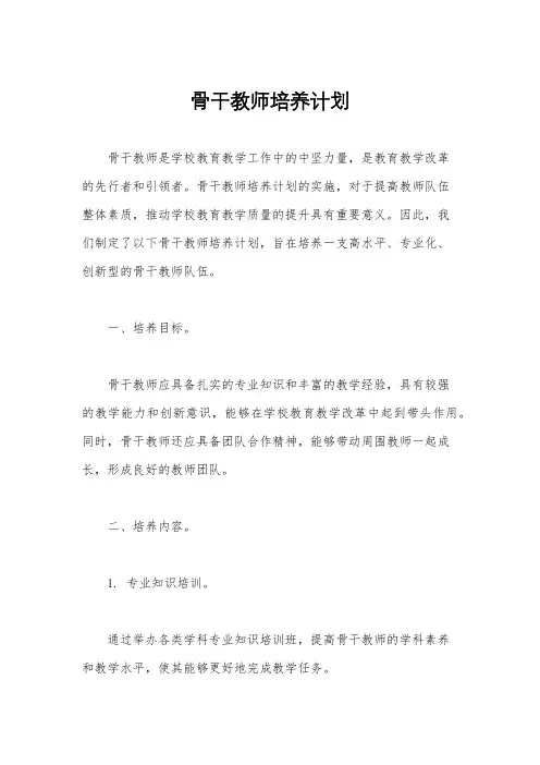 骨干教师培养计划