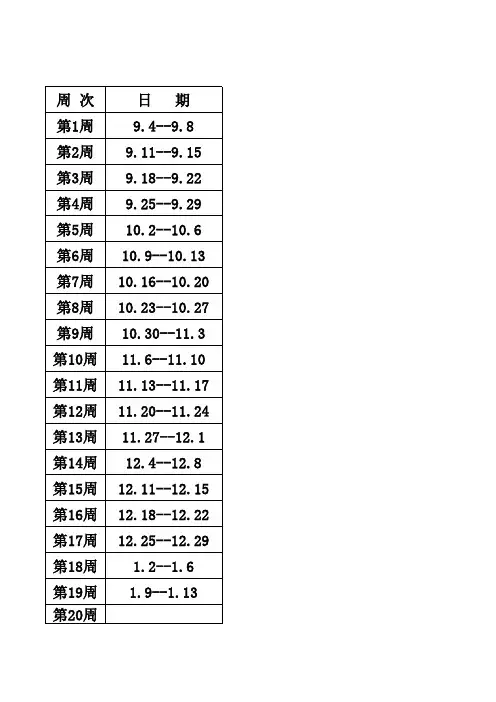 八年级物理上学期教学进度表