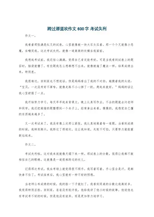 跨过那道坎作文600字 考试失利