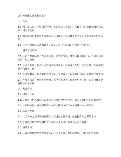 公司外贸团队管理制度范本