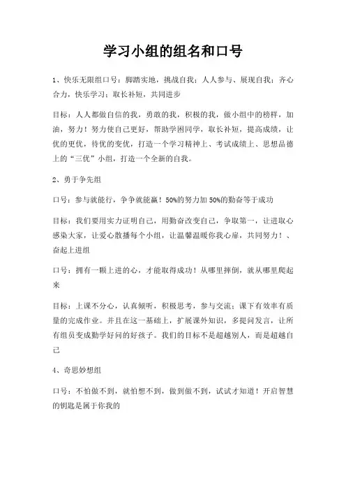 学习小组组名和口号