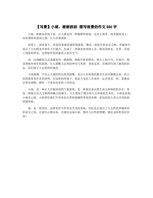 【写景】小雨,淅淅沥沥 描写雨景的作文550字