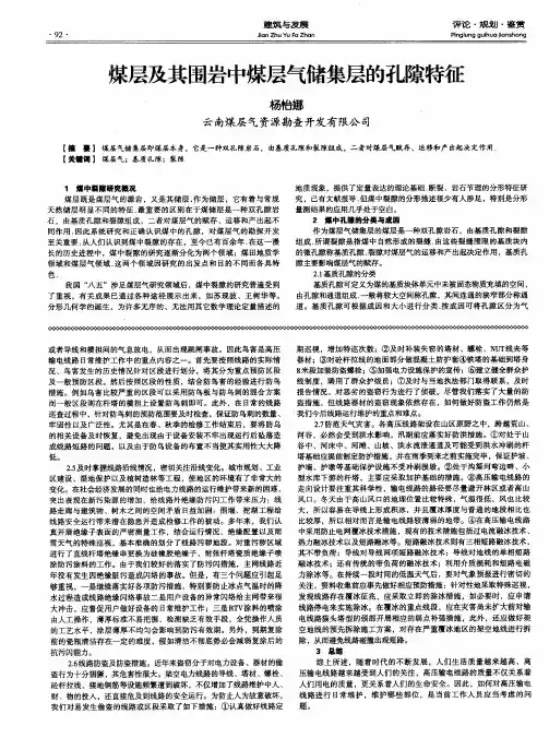 煤层及其围岩中煤层气储集层的孔隙特征