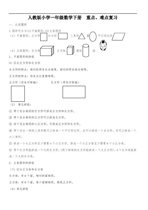 一年级下册数学知识点总结