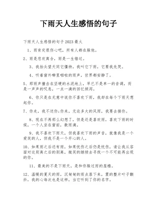 下雨天人生感悟的句子