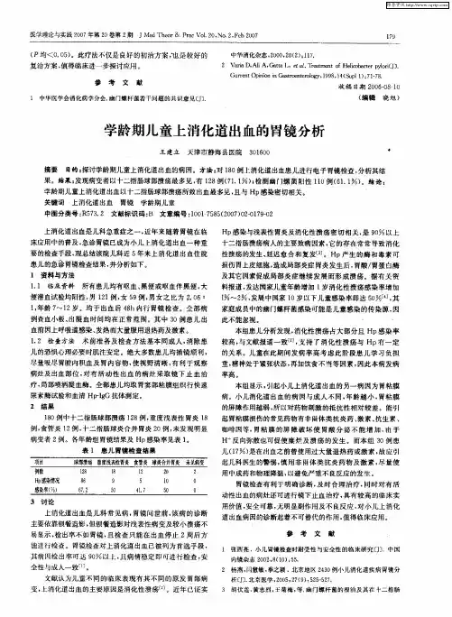 学龄期儿童上消化道出血的胃镜分析