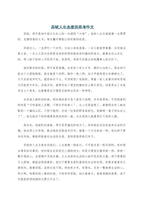 苏轼人生态度的思考作文