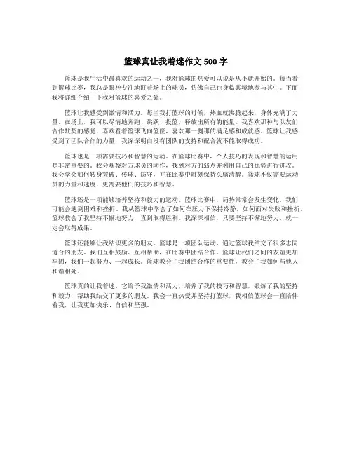 篮球真让我着迷作文500字