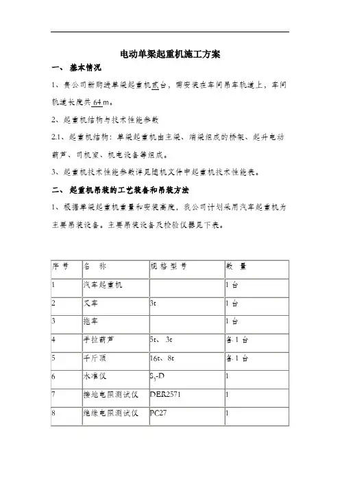 电动单梁起重机施工方案.docx