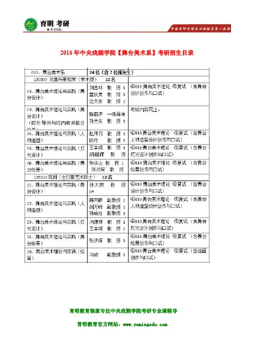 中央戏剧学院-中戏舞台美术系舞台美术理论与实践考研 611综合基础818舞台美术理论考研真题 笔记资料