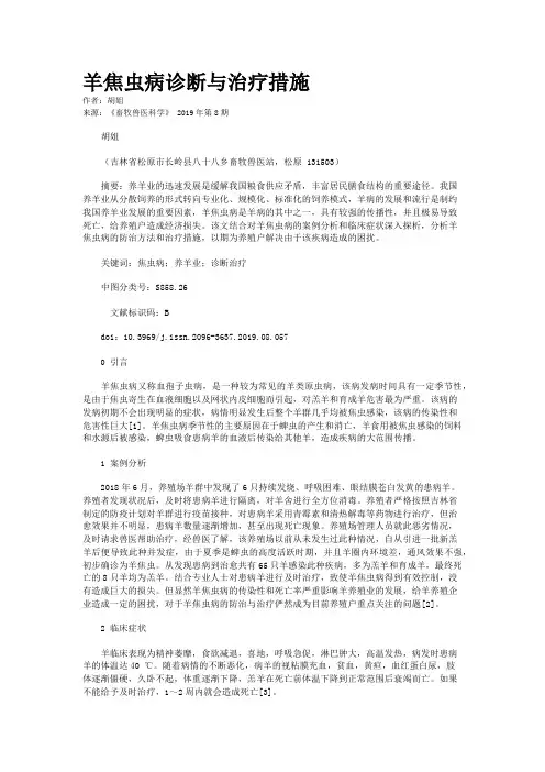 羊焦虫病诊断与治疗措施