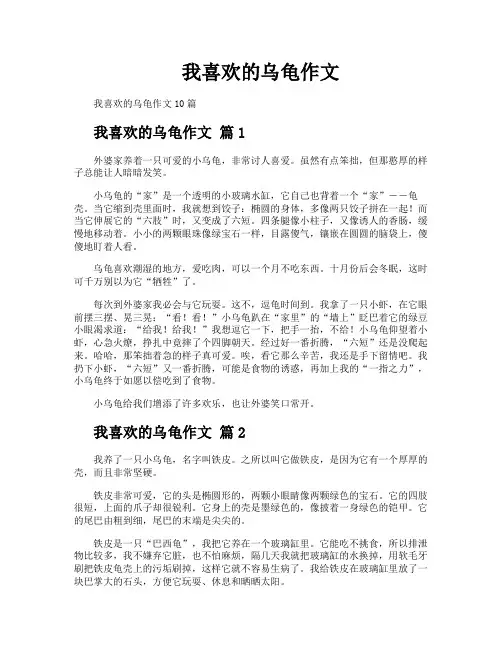 我喜欢的乌龟作文