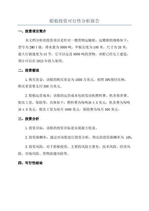 船舶投资可行性分析报告