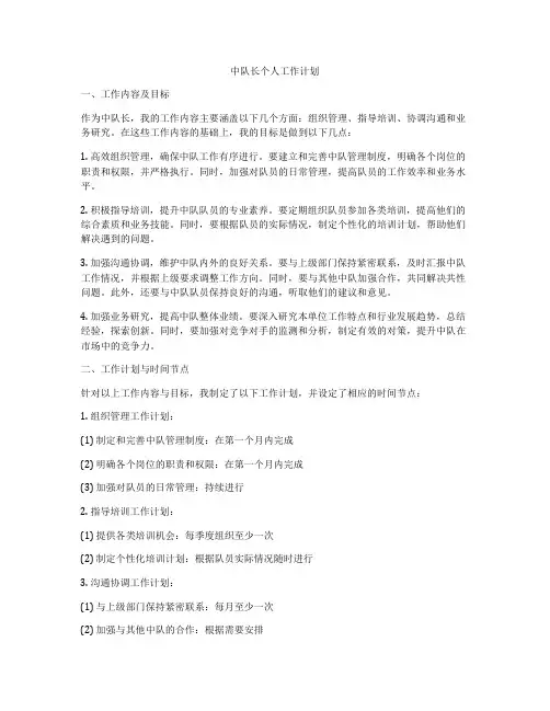 中队长个人工作计划
