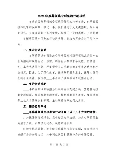 2024年殡葬领域专项整治行动总结 2