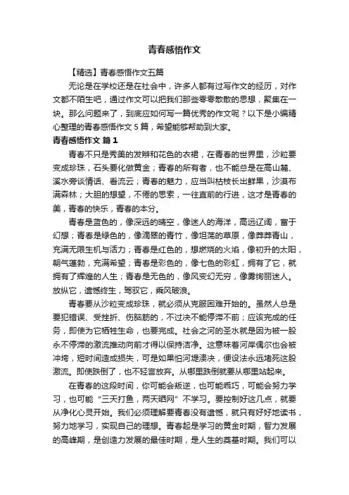 【精选】青春感悟作文五篇