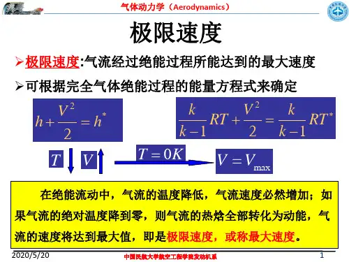 第2章  一维定常流动的基本方程(Part4.临界状态和气体动力学函数)
