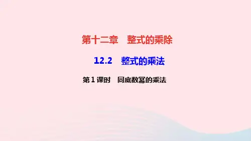 八年级数学上册第十二章整式的乘除12.2整式的乘法第1课时单项式与单项式相乘作业课件华东师大版