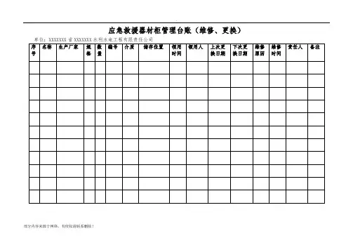应急救援器材管理台账(检查维护保养)