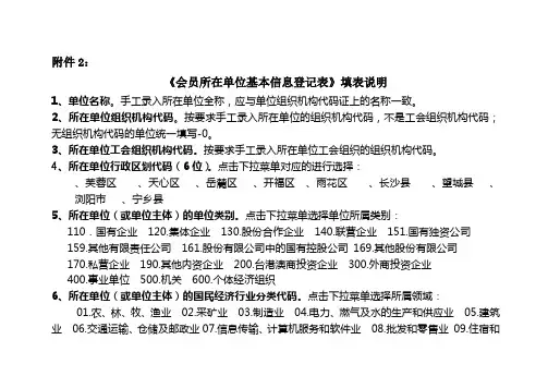 3附件2：《会员所在单位基本信息登记表》填表说明