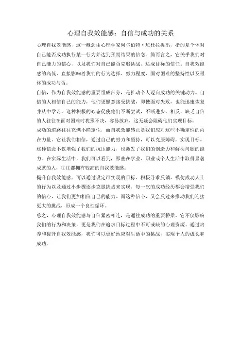 心理自我效能感：自信与成功的关系