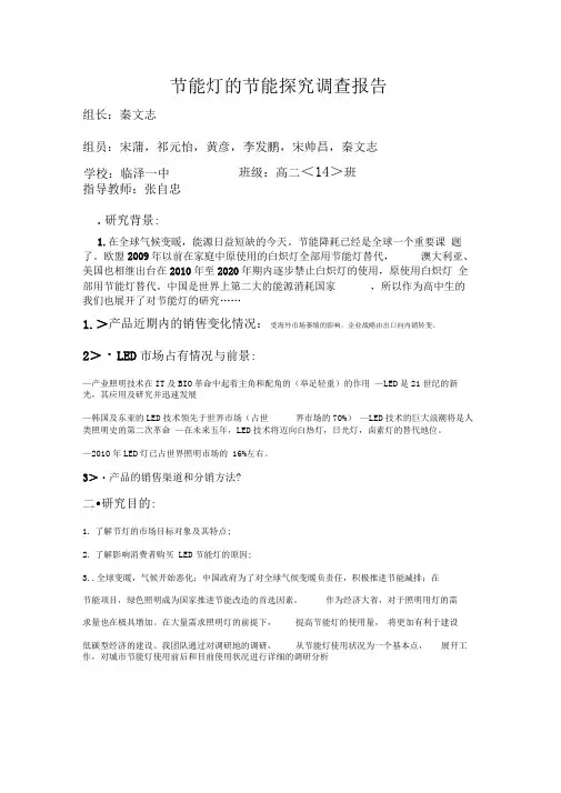 节能灯的节能探究调查报告