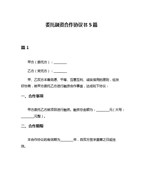 委托融资合作协议书5篇