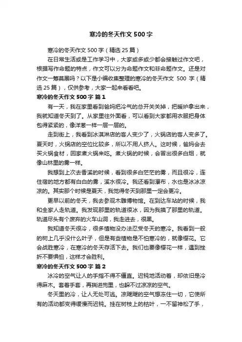 寒冷的冬天作文500字