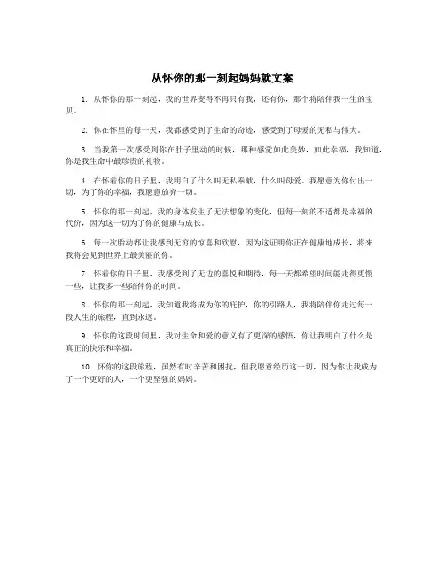 从怀你的那一刻起妈妈就文案