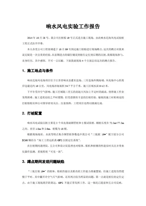 响水风电工作报告