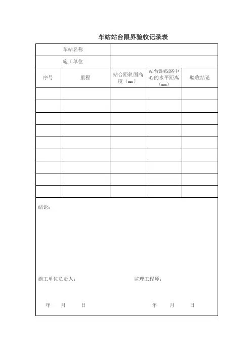 铁路站台限界检查表