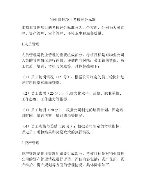 物业管理项目考核评分标准