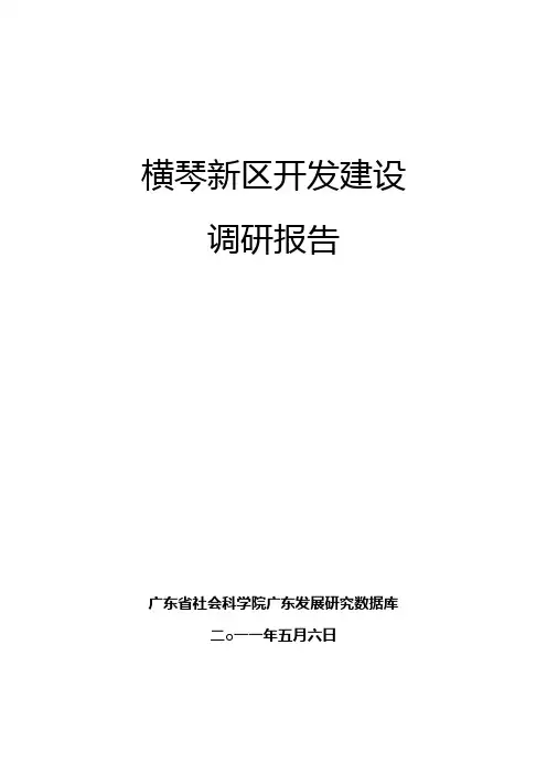 横琴新区开发建设调研报告