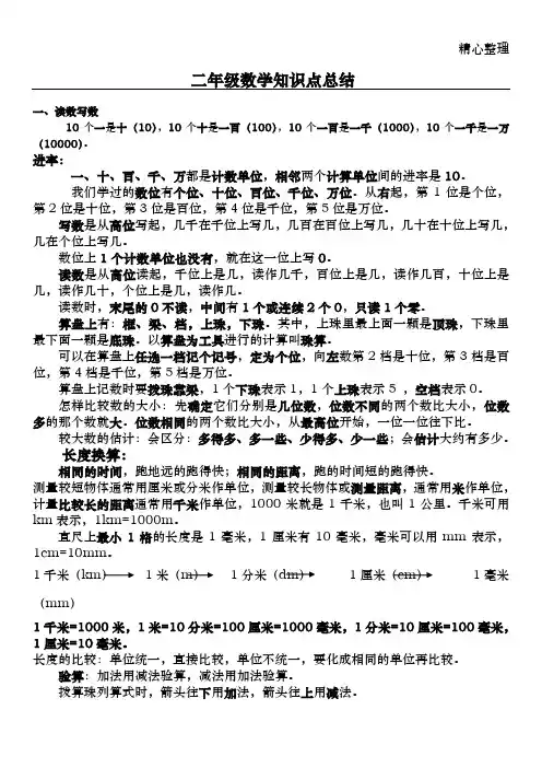 二年级下册数学知识点整理