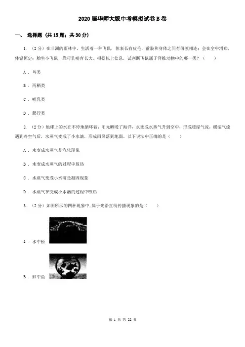 2020届华师大版中考模拟试卷B卷