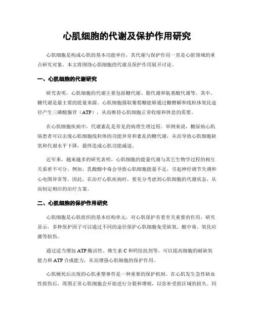 心肌细胞的代谢及保护作用研究
