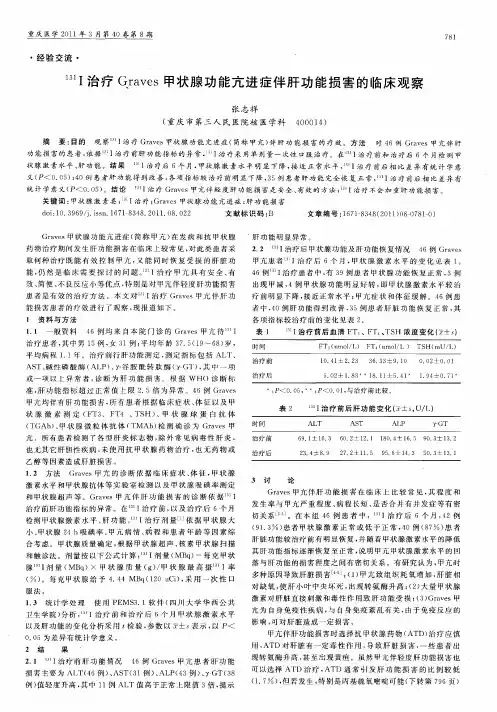 131I治疗Graves甲状腺功能亢进症伴肝功能损害的临床观察