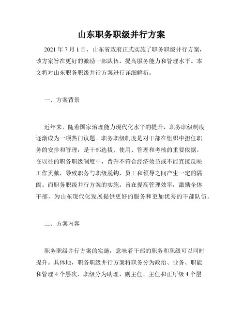 山东职务职级并行方案