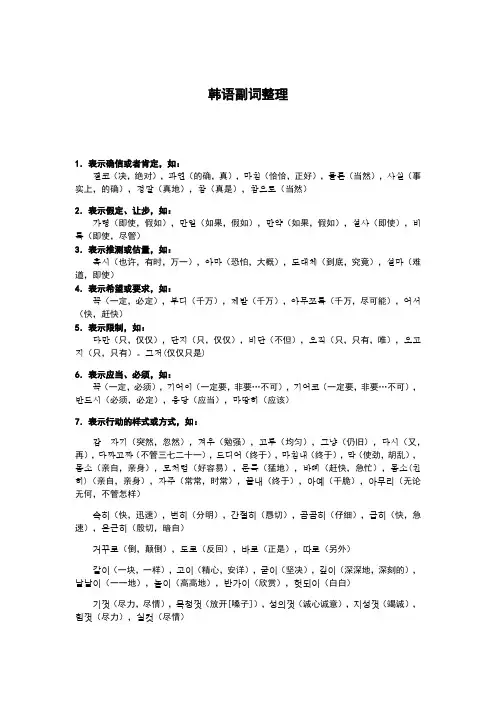 韩语副词整理