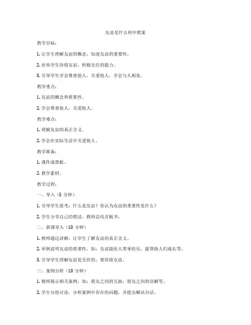 友谊是什么初中教案