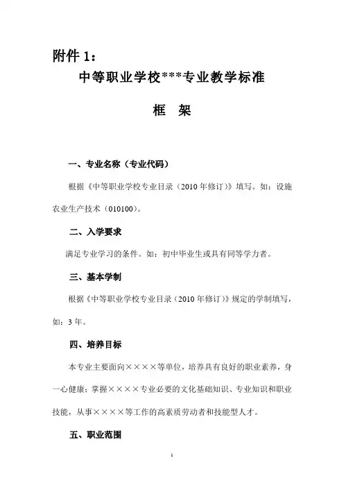 中等职业学校专业教学标准