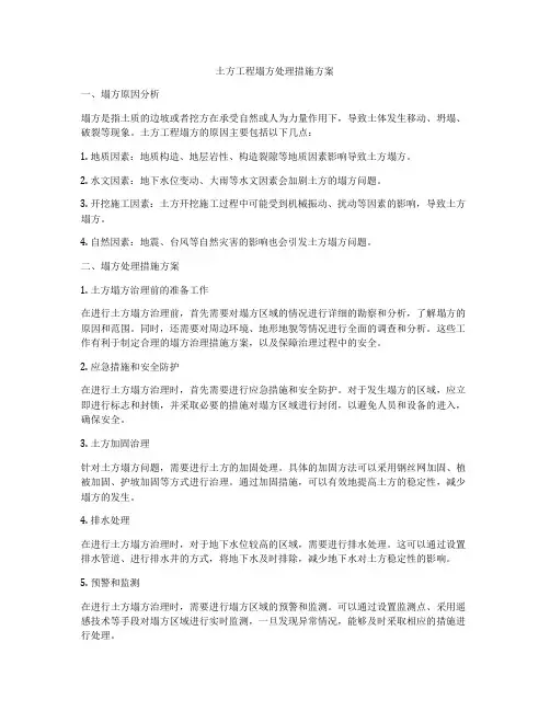 土方工程塌方处理措施方案