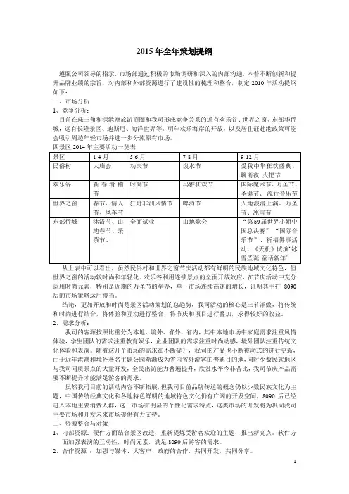 主题公园2015年全年活动策划方案