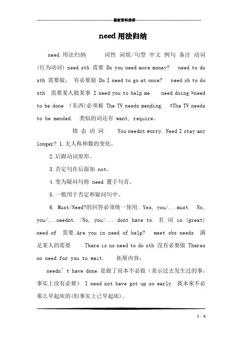 need用法归纳
