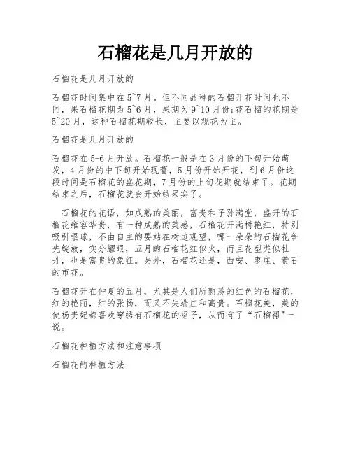 石榴花是几月开放的