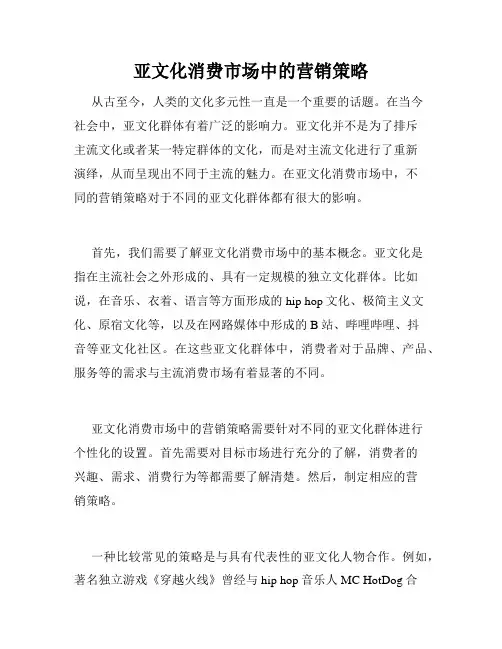 亚文化消费市场中的营销策略