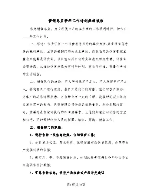 营销总监新年工作计划参考模板(5篇)