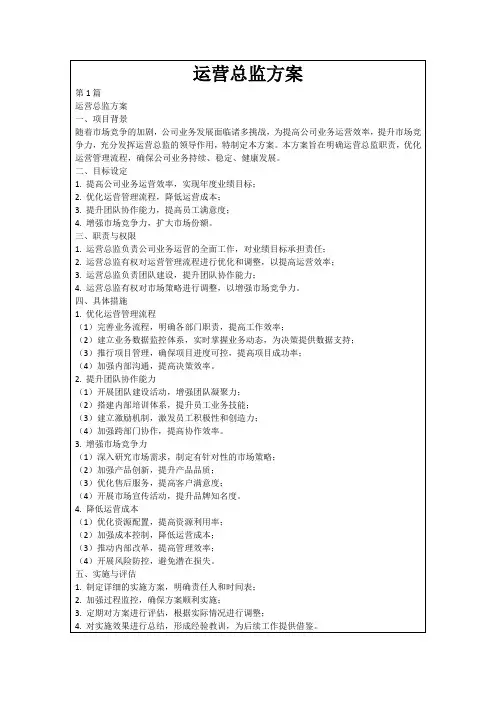 运营总监方案