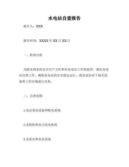 水电站自查报告